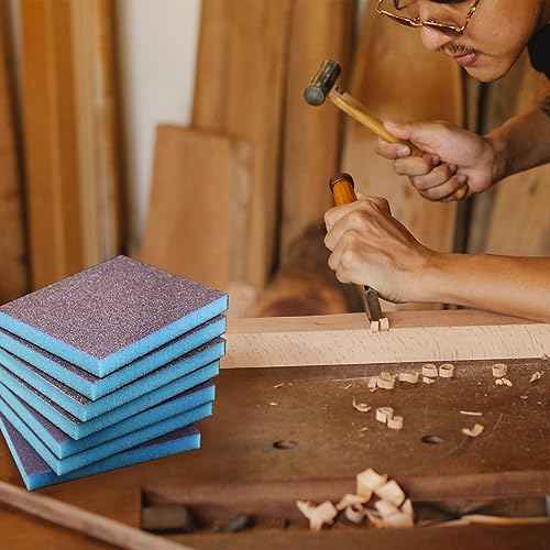 8PCS 220 Grit Sanding Sponges Sanding Block Set Wet Dry, Superfine Grade 220 Grit / #800-1000, Reusable and Washable Sanding Blocks for Wood, Furniture, Rust Removal, Plastic, Drywall