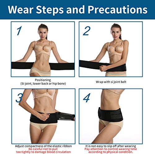 SUNFATT Back Support Belt for Women,Sacroiliac SI Joint Hip Belt,45" Belts Suit for 28-43" Hip,Relieve Lower Back,Sacroiliac,Pelvis and Sciatica Pain Relief Caused by Si Joint Dysfunction.