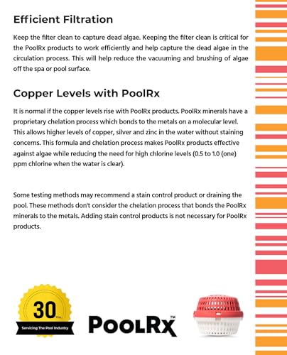 PoolRx+ Mineral Algaecide Unit, up to 6-Month Algae Control, for 2.5K-5K gallons, Red & White, New Formula with Silver.