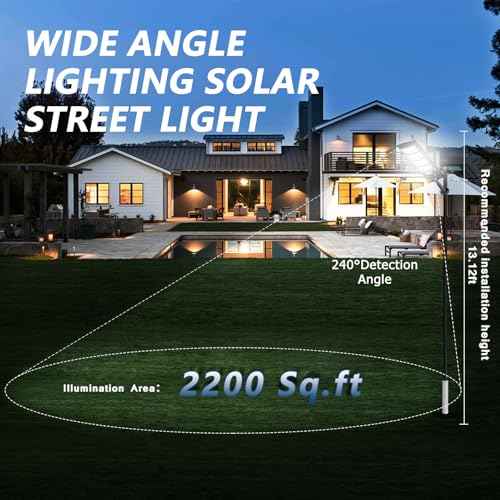 Solar Street Lights Outdoor Waterproof, LED Dusk to Dawn Solar Light, Flood Lights with Motion Sensor and Remote Control, for Exterior Wall, Patio, Yard, Deck, Garden,Parking Lot Lights(2-Pack)