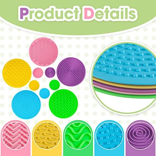 Lenwen 10 Pcs Sensory Discs Mat Sensory Stepping Circles Pads Textured Tactile Toys Stimulation for Calming Play and Early Learning Kids Matching Game Disorder Autistic Children ADHD(Candy Color)