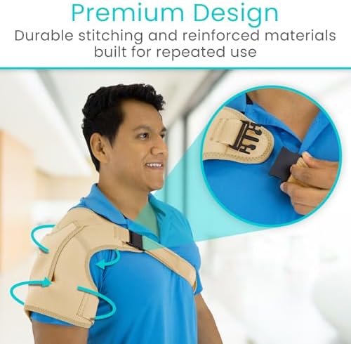 Vive Shoulder Brace for Women & Men - Injury Recovery Compression Support Sleeve - for Rotator Cuff Injuries, Arthritis, Sprain, Dislocation, PT - Targeted Inflammation Pain Relief (Beige, Medium)