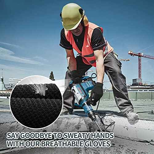OZERO Work Gloves for Men Women: Mechanic Glove Touchscreen Firm Grip Dexterity Light Duty Gloves for Gardening Construction