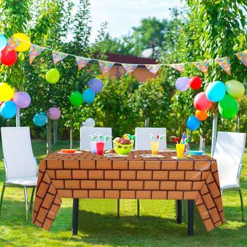 Chuangdi 4.5 x 9 Feet Brick Stone Wall Backdrop Stone Wall Scene Setter Wallpaper Curtains Door Removable Tablecloth Photo for Winter Halloween (Brown)