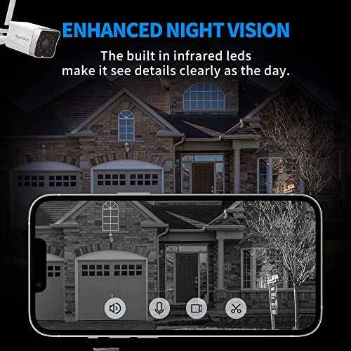 Septekon 2K Security Camera Outdoor£¬WiFi Cameras for Home Security Outside with Motion Detection Tracking, Night Vision, Two-Way Audio, IP66 Weatherproof, 2.4GHz Wi-Fi, Compatible with Alexa