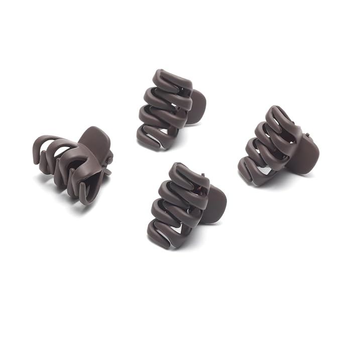 Cobahom 24 Pack Small Hair Claw Clips 1.2 Inch Matte Hair Clips for Thin Hair No-Slip Mini Hair Clip Hair Styling Accessories for Women and Girls (Matte Chocolate)