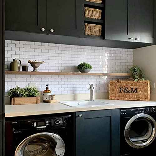 STICKGOO 1-Sheet Subway Tiles Self Adhesive Kitchen Splashbacks, Peel and Stick Wall Tile Stickers, Stick on Tiles Splashback (Black, Thicker Design)