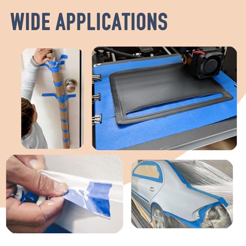 Wide Blue Painters Tape, 3in x 55Y, Blue Masking Tape for Painting, Laser Cutting/Engraving & 3D Printing, 21-Day Clean Removal