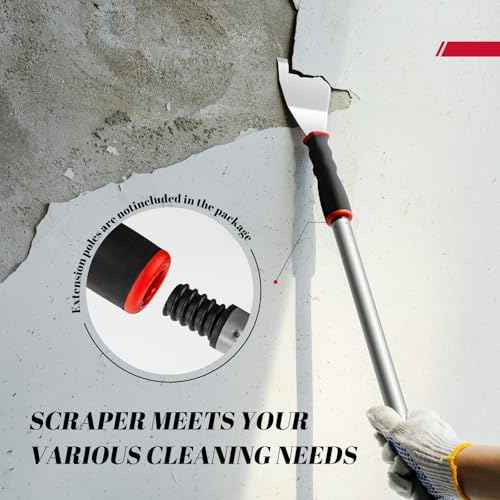 Mister Rui Bent Heavy Duty Scraper, 3 Inch Bent Scraper, Stainless Steel Putty Knife with Hammer End, Spackle Knife with Soft Grip Rubber Handle, Paint Scraper Tool for Wood