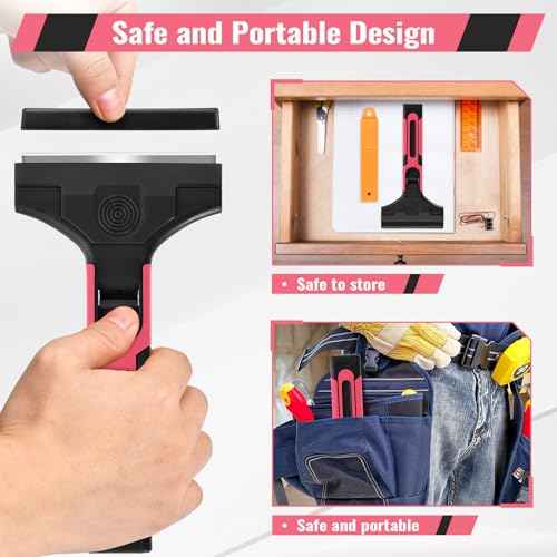 4" Razor Blade Scraper, Scraper Tool with 15pcs Razor Blades, Scrapper for Cleaning Paint, Sticker & Caulk Remover Tool, Glass Scraper for Windows, Stove Top, Oven, Cooktop, Floor, Tile
