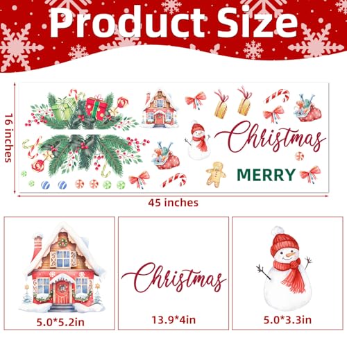 Merry Christmas Wall Decals Stickers Holiday Party Backdrop Decorations Festive Arch Backdrop Home Decor Christmas Photography Background Stickers for Living Room Nursery Home