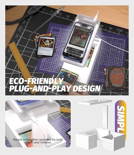 LED Illuminated MTG Card Scanner Stand for ManaBox - 6000K Anti-Glare Lighting, Sloped Drawer, Phone Stand MTG Accessories, Only Available for ManaBox, Only fit for un-Sleeved Cards