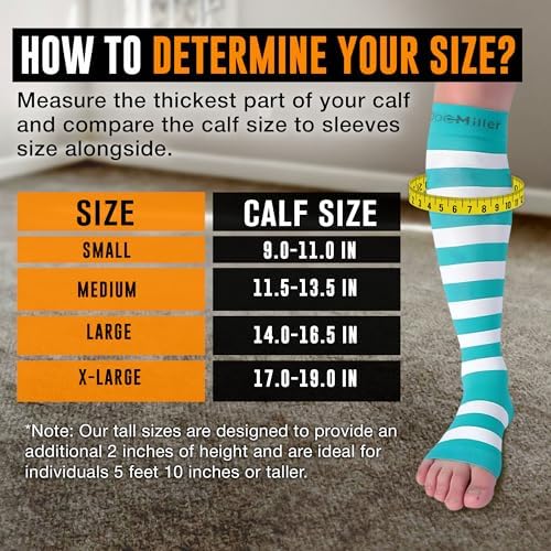Doc Miller Compression Socks for Pregnant Women – Wide Calf, Open Toe Knee Sleeve 15-20 mmHG,Toeless Pregnancy Stockings for Varicose Veins, Footless Shin Splint Relief, 1 Pair