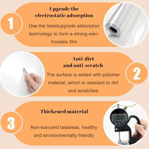 Clear Electrostatic Wall Protective Film,1.31 x 32.81ft Clear Contact Paper Peel and Stick Wallpaper from Furniture, Dog, Trash Can, Food Splash, Back Chair (10M)