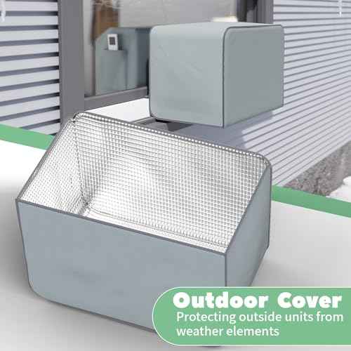 Window Air Conditioner Cover Kit for U-Shape Window AC,Magnetic Easy Install,2 Covers for Outdoor and Indoor Unit,3 Layers Insulated Outside Cover,Full Covered Indoor Covers Block Cold Draft