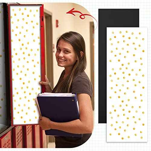 Hsei Deluxe School Locker Magnetic Wallpaper 12" x 36" Decorative Removable Magnetic Locker Covering Accessories for Girl Boy School Office University(Yellow Dots)
