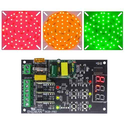 Traffic Light Controller Sequencer with Led Light 3 Color with 39+ Sequences, 3 Channel 80VAC-260VAC, LED Display, (LED Board High Luminance + Controller)
