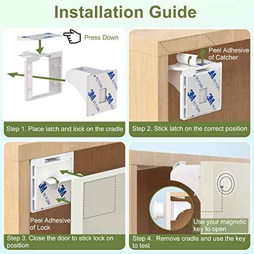 Magnetic Cabinet Locks 20 Pack+4 Keys, AOSITE Baby Proofing Drawer Lock Child Safety Locks for Kitchen with Adhesive No Drilling or Screws Fixed, 4 Baby Safety Cabinet Locks for Knobs
