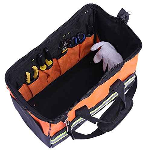 ZOJO Reflective Tool Bags For Men & Women 16 inch Wide Mouth (Large, Orange)