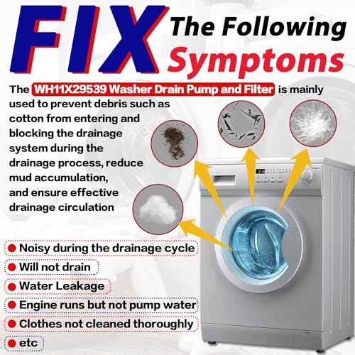 GFW550SSN2WW GFW550SSN0WW Washer Drain Pump and Filter Assembly Fit for GE GFW850SPN0RS GFW550SSN1WW GFW850SPN2RS GFW850SPN5RS GFW650SPN1SN GFW550SSN5WW GFW850SSN1WW GFW850SSN0WW Front-Loading Washers