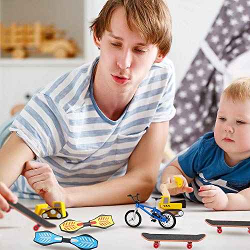 Sumind 18 Pcs Mini Finger Toys Set Includes Finger Skateboards, Bikes, Mini Scooters and Matched Wheels and Tools Accessories Fingertip Movement Educational Toys for Christmas Kids Gifts Party Favors