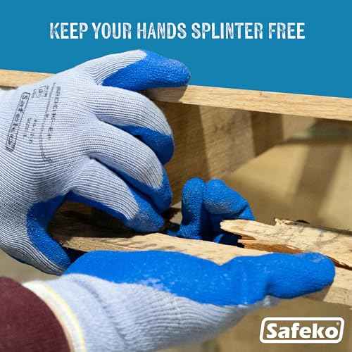 Latex Palm Coated Safety Work Glove, Crinkled Grip, 10-Gauge Heavy Duty Protection for Maximum Durability 12 Pair Pack