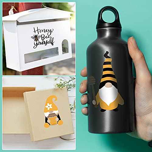 15 Pcs Bee Gnome Wall Decals Honey Bee Window Decor Clings Inspirational Quotes Window Stickers Honeybee Vinyl Gnome Wall Decals for Kitchen Office Fridge Decorations Party Supplies