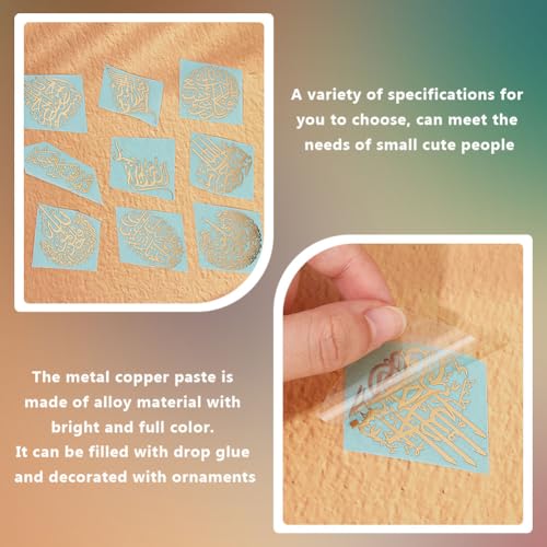 OLYCRAFT 9pcs 1.6x1.6 inch Religion Theme Stickers Word Pattern Sticker Self Adhesive Gold Stickers Islamic Script Metal Gold Stickers for Scrapbooks DIY Resin Crafts Phone & Water Bottle Decoration
