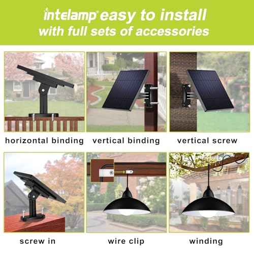 intelamp Solar Pendant Lights Indoor Outdoor, 2 Packs 4000mAh Gazebo Shed Chandeliers with Remote All Day/Night Mode 16.4Ft Hanging Warm White Lighting for Outside Barns Chicken Coop