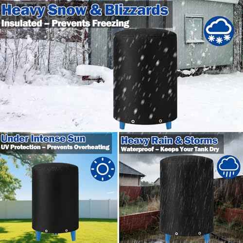 24"D x 34"H Round Well Pressure Tank Cover(5¡ÆF) - Insulated Well Pump Cover, Thickened 3 Layers Water Well Tank Covers for Outdoor Winter Freeze Protection (Black)