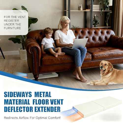 Sideways Vent Extender for Under Furniture,Metal Material, 570¢µ, Heat-Resistant Floor Vent Deflector,Adjustable 11.8"-23", Compatible with Bed/Sofa/Wardrobe(Bottom Clearance >1.5")