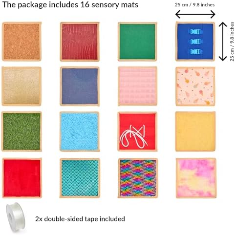Sensory Wall Panel for Kids | Textured Tiles Sensory | Sensory Wall for Play & Learning | Sensory Mats for Toddlers & Classrooms | Interactive Texture Panels | Sensory Wall 16 Pack
