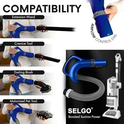 Upgraded Replacement Hose Handle - Premium Quality Shark OEM Vacuum Cleaner Hose Handle - Shark Navigator Rotator Lift-Away Upright for NV360 Series (Blue)