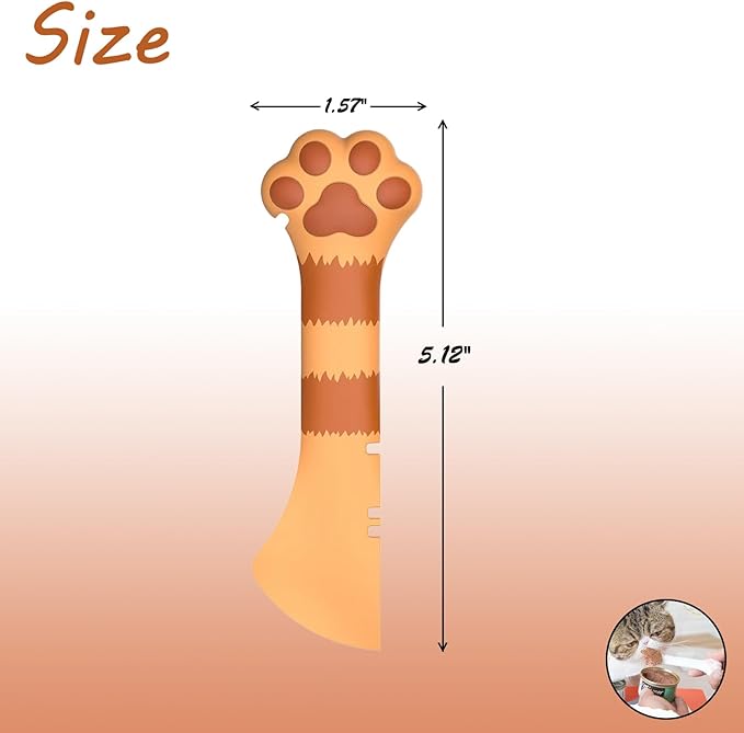 Sheldamy Silicone Pet Food Spoon, Cat Food Can Opener Paw, Wet or Dry Food Short Spoon for Cat Dog With Mini Spatula