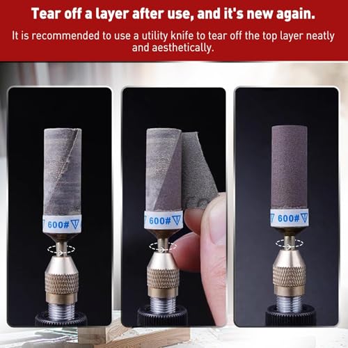 1000 Grit 10 PCS Sanding Drums for Dremel Rotary Tools Accessories, Sanding Bits Kit for Dremel Sanding Bands with 1/8 inch Shank, Sandpaper Sticks Set for Plastic Wood Metal Grinding Polishing