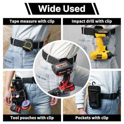 MELOTOUGH Drill Holder for Tool Belt,Tape Measure Holder,Drill Belt Clip,Drill Clip for Tool Belt,Measuring Tape Holder (Black),2PCS