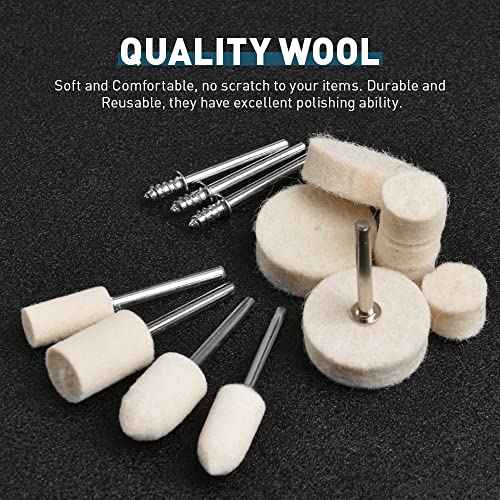 Felt Polishing Buffing Wheel Set for Dremel Rotary Tool - 80Pcs Wool Felt Polishing Pad Wheel with 1/8" Shank, for Watch & Jewelry Polishing Kits