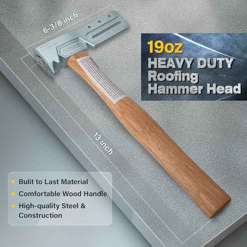 Magnetic Roofing Hatchet with Nail Claw & Sliding Gauge ? Durable Roofing Hammer Tool for Repairs and Installation