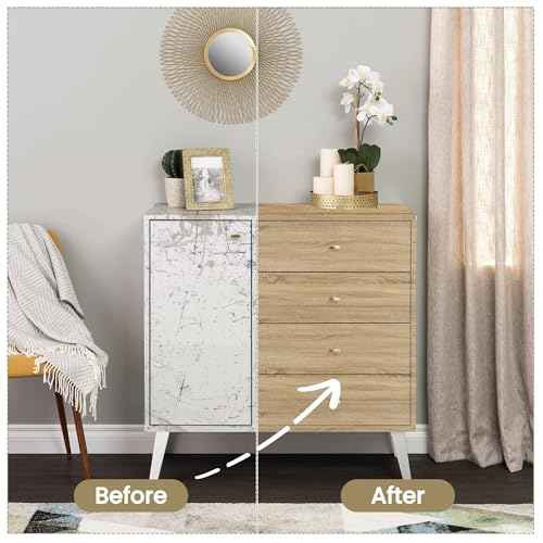Wood Contact Paper Peel and Stick - Self Adhesive Vinyl Wrap Cabinet Wooden Oak Grain Wallpaper - Kitchen Waterproof Countertop Wall Cover Roll - Removable Covering for Counter Furniture 11.8x78.7in