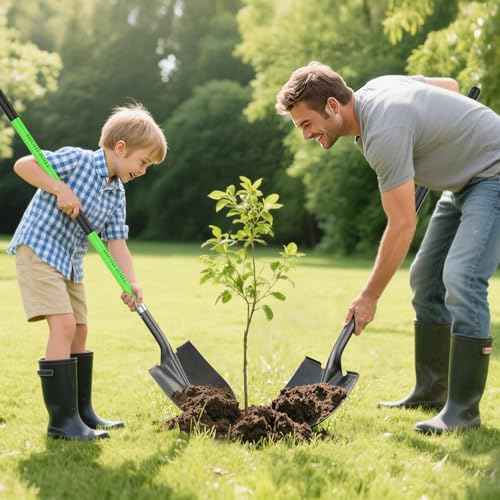 HIGHLIGHT Spade, Heavy Duty Gardening Shovel, Garden Shovel 56 inch for Digging, Round Shovel with D-Handle, for Garden,Beach, Snow, Fiberglass Handel, Green