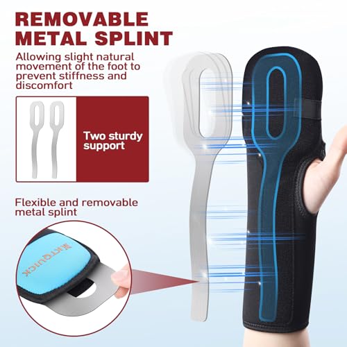 Resting Hand Splint with Adjustable Knob, Night Immobilizer with Removable Splints for Pain Relief, KTQUICK Hand&Wrist Brace for Carpal Tunnel, Stroke Recovery, Arthritis, Tendinitis-Left Hand X-Large