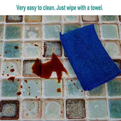 Abyssaly Mosaic Adhesive Thick Self-Adhesive Removable Peel and Stick Teal Green Countertop Wallpaper Mosaic Paper 15.7" x 78.7