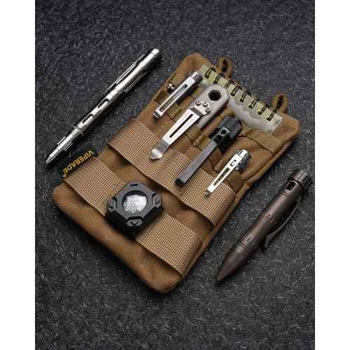VIPERADE VE4 Tool Pouch, Nylon Pocket Organizer with 2 Pockets and 4 Small Tool Storage EDC Gears, Best Gift to Keep Organized, Hold Your Flashlight/Pocket Knife, Tactical Pen, Notebook
