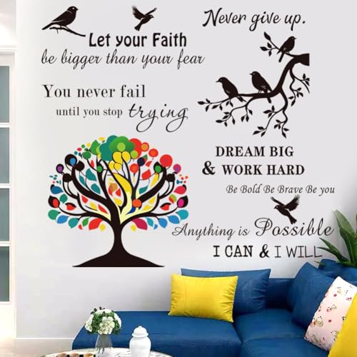 Vinyl Wall Stickers Inspirational Saying Wall Decals Motivational Quote Stickers Peel and Stick Positive Wall Stickers Quotes Wall Decor for Living Room Bedroom Office School Dorm Home D?cor.