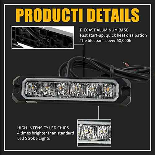 FXC 2pack 6-LED Strobe Light Purple Waterproof Emergency Beacon Flash Lights,Purishion Caution Bar 16 Patterns Flashing Car SUV Pickup Truck Van Vehicle POV