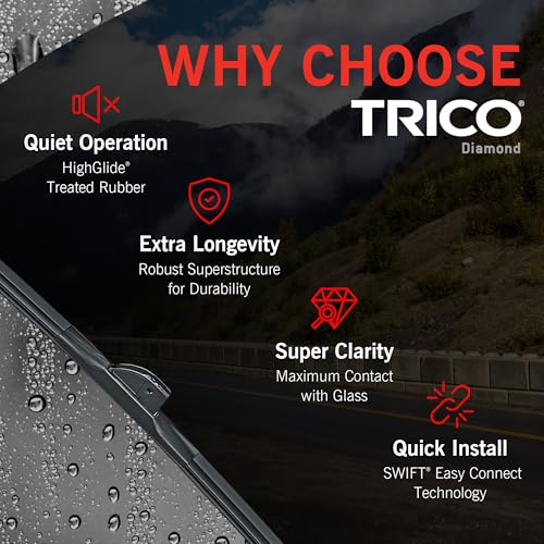 TRICO Diamond 22" + 21" Super Premium Automotive Replacement Windshield Wiper Blades (Set of 2), Passenger and Driver Side All-Weather Beam Wiper Blades for Select Vehicle Models (Item #25-2221)