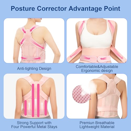 Back Brace Posture Corrector for Women and Men:Adjustable Shoulder Straightener,Back Support for Upper and Lower Back Pain Relief - Scoliosis,Hunchback, Hump,Thoracic, Spine Corrector ,L(37.4"-42.52")
