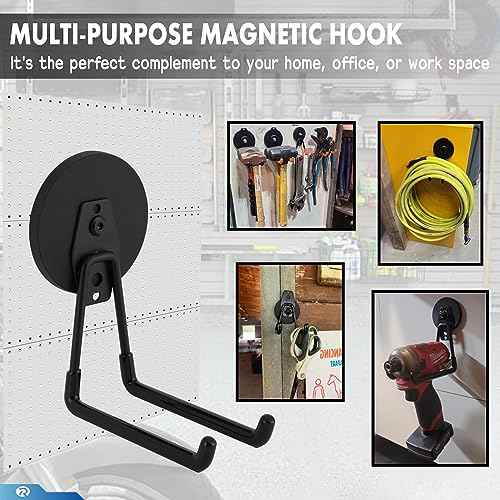 2 Pcs Magnetic Hook Heavy Duty, Strong Magnet Hooks for Garage Tools Hose Rope Electric Drill (Large)