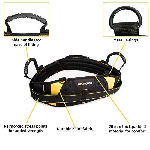 MELOTOUGH Padded Electrician Tool Belt Tradesman Pro Padded Tool Belt With Back Support Heavy Foam Padding Carrying Handle,4 Suspenders D ring hook (XXL)