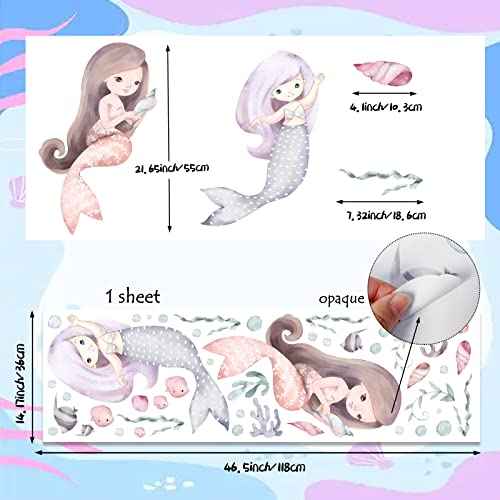 Mermaid Wall Decal Ocean Stickers Seaweed Nursery Decor Baby Girl Bedroom Playroom Princess Room Art Toddler Kid Room Bathroom Decor